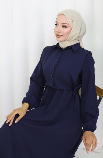 Gömlek Yaka Bolera Detaylı Elbise 81898-06 Lacivert