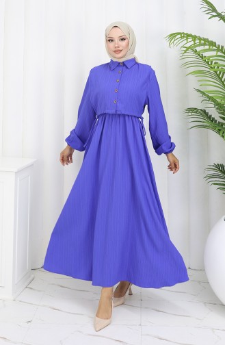 Saks-Blau Hijab Kleider 2072-01