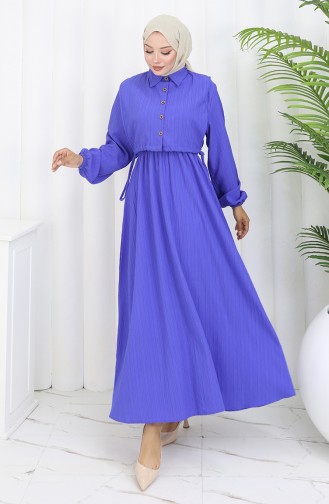 Saks-Blau Hijab Kleider 2072-01