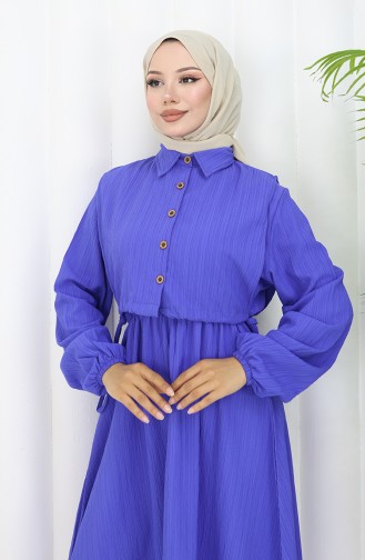 Saks-Blau Hijab Kleider 2072-01