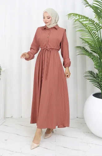 Brick Red Hijab Dress 2072-03