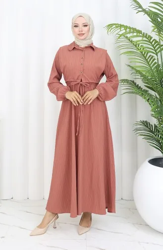 Brick Red Hijab Dress 2072-03