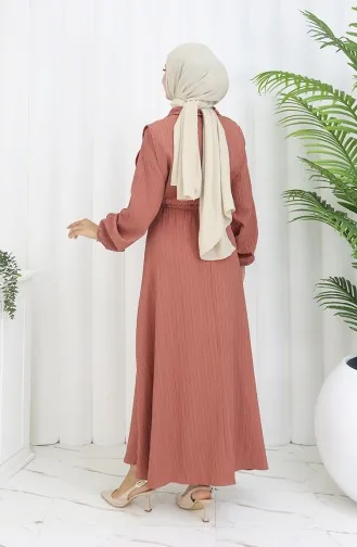 Brick Red Hijab Dress 2072-03