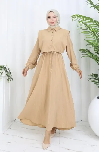 Robe Boléra En Crêpe Beige 2072-05 2072-05