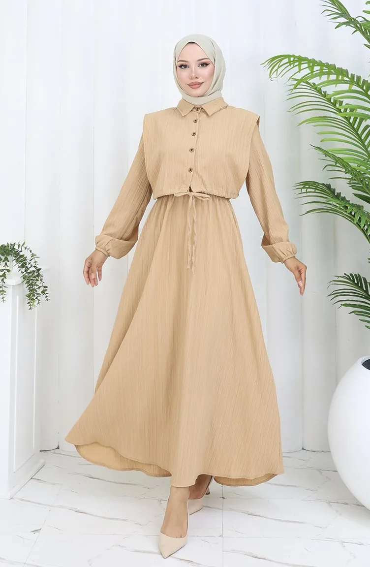 Robe Boléra En Crêpe Beige 2072-05 2072-05