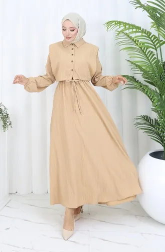Robe Boléra En Crêpe Beige 2072-05 2072-05
