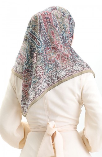 Karaca Desenli Cotton Eşarp 81092-12 Yağ Yeşili