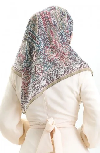 Karaca Desenli Cotton Eşarp 81092-12 Yağ Yeşili
