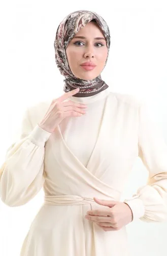 Karaca Desenli Cotton Eşarp 81094-10 Kahverengi Kiremit