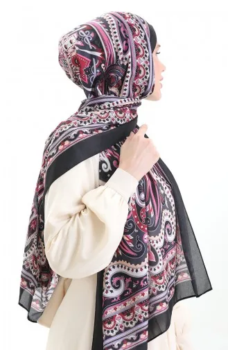 Zachte Sjaal Met Etnisch Patroon 70295-02 Zwart 70295-02