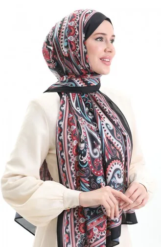 Etnik Desen soft Şal 70295-03 Siyah Bordo