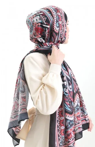 Etnik Desen soft Şal 70295-03 Siyah Bordo