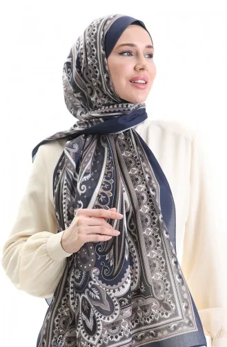 Etnik Desen soft Şal 70295-06 Lacivert