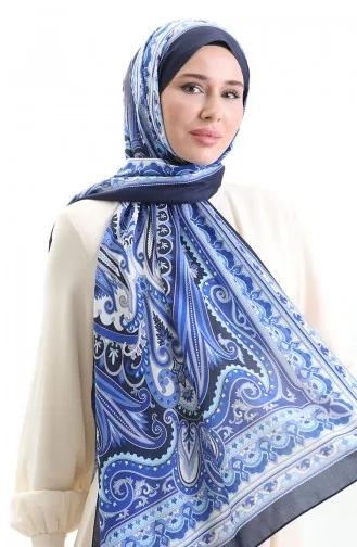 Etnik Desen soft Şal 70295-07 Lacivert Saks