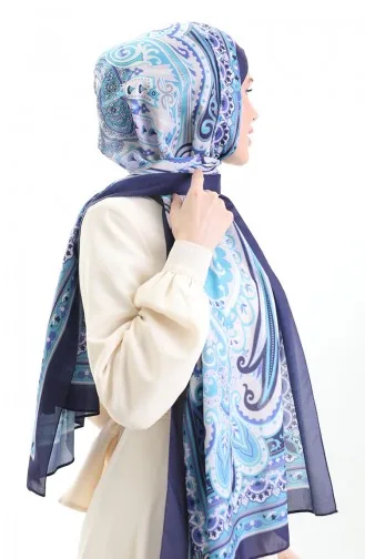 Etnik Desen soft Şal 70295-08 Lacivert