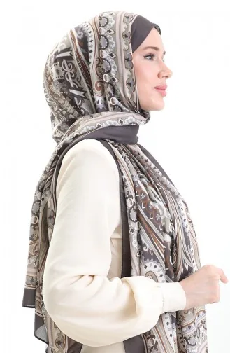 Etnik Desen soft Şal 70295-11 Kahverengi Bej