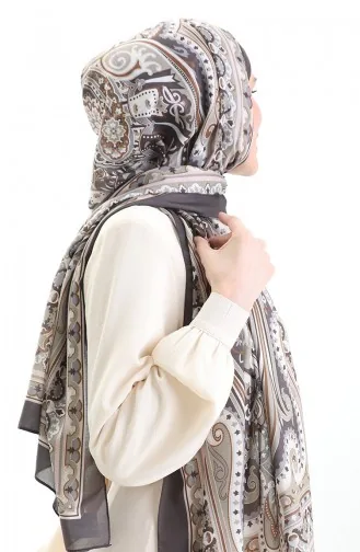 Etnik Desen soft Şal 70295-11 Kahverengi Bej