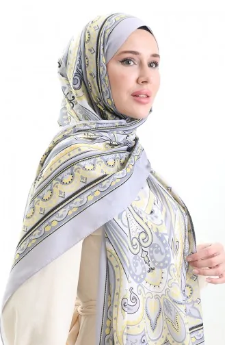 Etnik Desen soft Şal 70295-14 Gümüş Gri