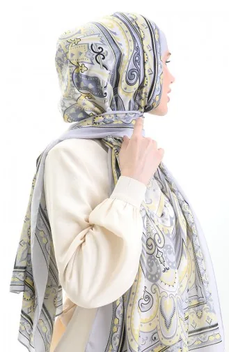 Etnik Desen soft Şal 70295-14 Gümüş Gri