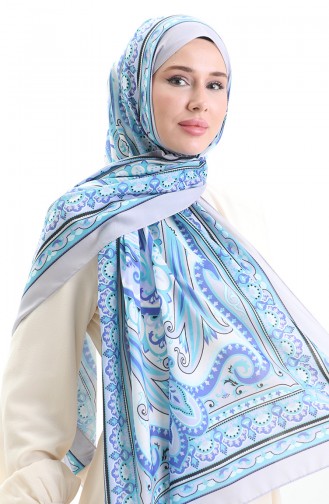 Etnik Desen soft Şal 70295-15 Gümüş Gri Lila