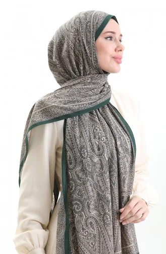 Karaca Desenli Mio Krep Şal 82000-05 Zümrüt Yeşili