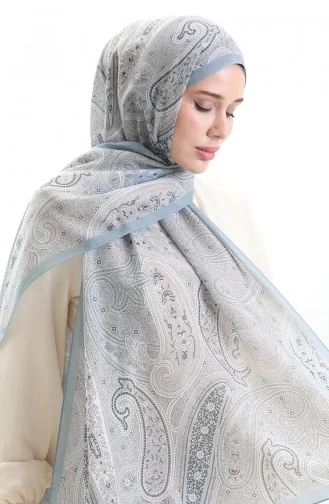 Karaca Desenli Cotton Şal 82001-02 Açık Mavi Vizon