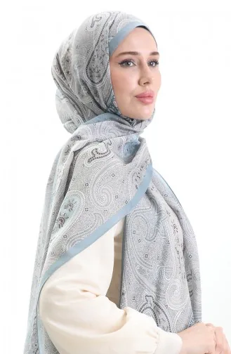 Karaca Desenli Cotton Şal 82001-02 Açık Mavi Vizon