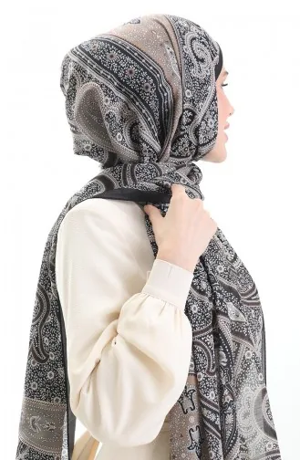 Châle En Coton à Motifs Karaca 82001-09 Noir Or 82001-09