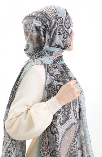 Karaca Desenli Cotton Şal 82001-10 Yeşil