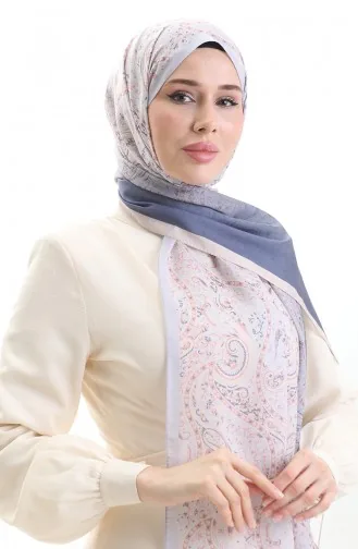 Châle En Coton à Motifs Karaca 82003-04 Indigo Saumon Clair 82003-04