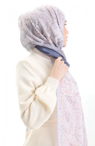 Châle En Coton à Motifs Karaca 82003-04 Indigo Saumon Clair 82003-04