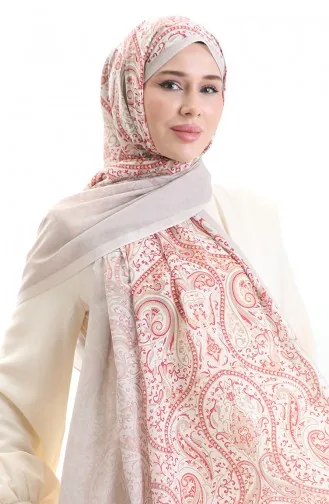 Karaca Desenli Cotton Şal 82003-10 Krem Nar Çiçeği