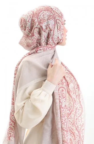 Karaca Desenli Cotton Şal 82003-10 Krem Nar Çiçeği