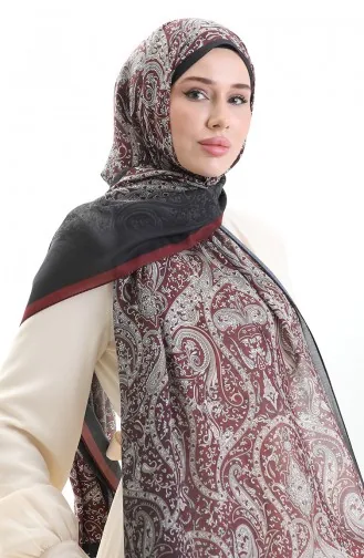 Châle En Coton à Motifs Karaca 82003-11 Bordeaux Noir 82003-11