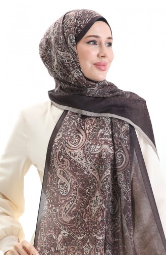 Karaca Desenli Cotton Şal 82003-13 Açık Kahve Koyu Kahverengi