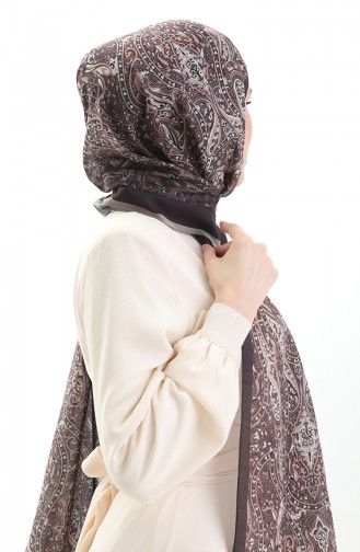 Karaca Desenli Cotton Şal 82003-13 Açık Kahve Koyu Kahverengi