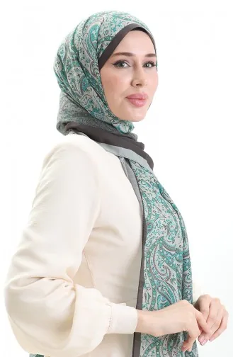 Karaca Desenli Cotton Şal 82003-15 Açık Yeşil Zümrüt Yeşili