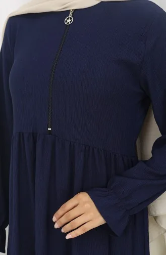 فستان من قماش الكريب بسحاب 6999-01 أزرق داكن 6999-01