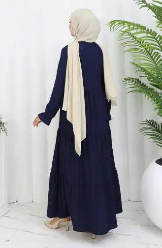 فستان من قماش الكريب بسحاب 6999-01 أزرق داكن 6999-01
