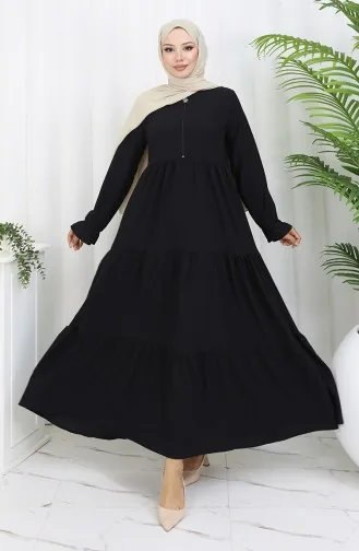 Crepe Fabric Zippered Dress 6999-04 Black 6999-04