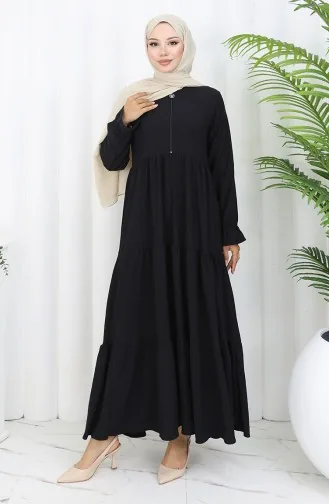 Crepe Fabric Zippered Dress 6999-04 Black 6999-04