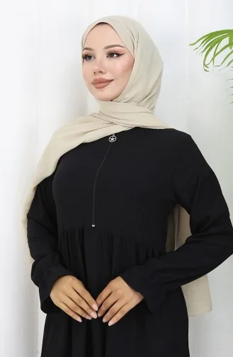 Crepe Fabric Zippered Dress 6999-04 Black 6999-04