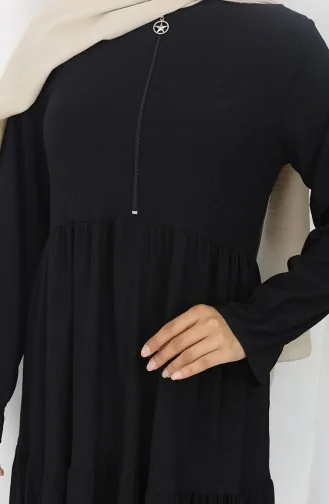 Crepe Fabric Zippered Dress 6999-04 Black 6999-04