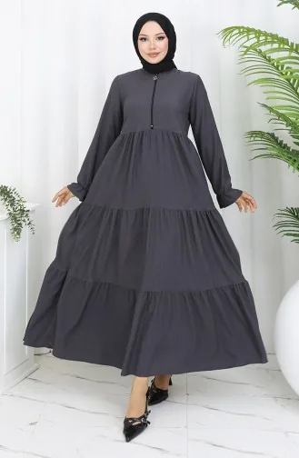 فستان من قماش الكريب بسحاب 6999-05 أنثراسيت 6999-05