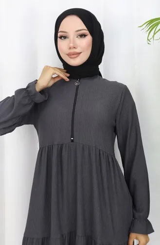 فستان من قماش الكريب بسحاب 6999-05 أنثراسيت 6999-05
