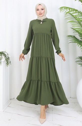 Khaki Hijab Kleider 4909-03