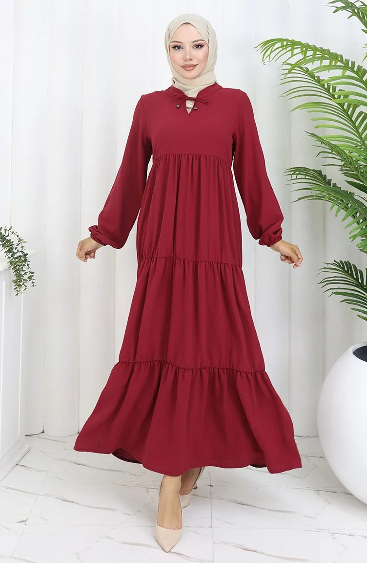 Red Hijab Dress 4909-05