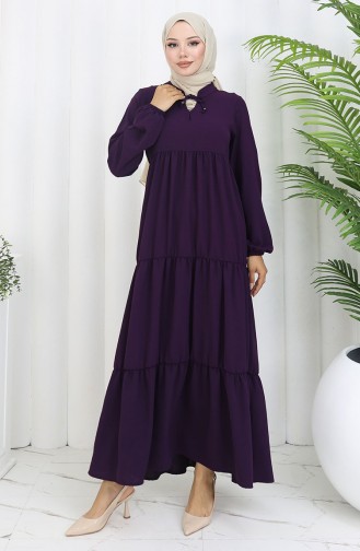 Plum Hijab Dress 4909-07