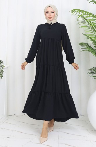 Schwarz Hijab Kleider 4909-10