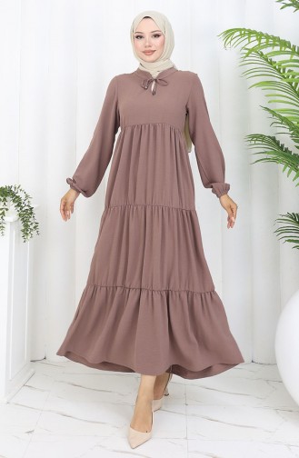 Milk Coffee Hijab Dress 4909-11
